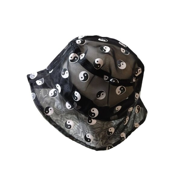 Yin Yang Women's One Size Lightweight See Through Bucket Sun Hat Black/White - Picture 1 of 3